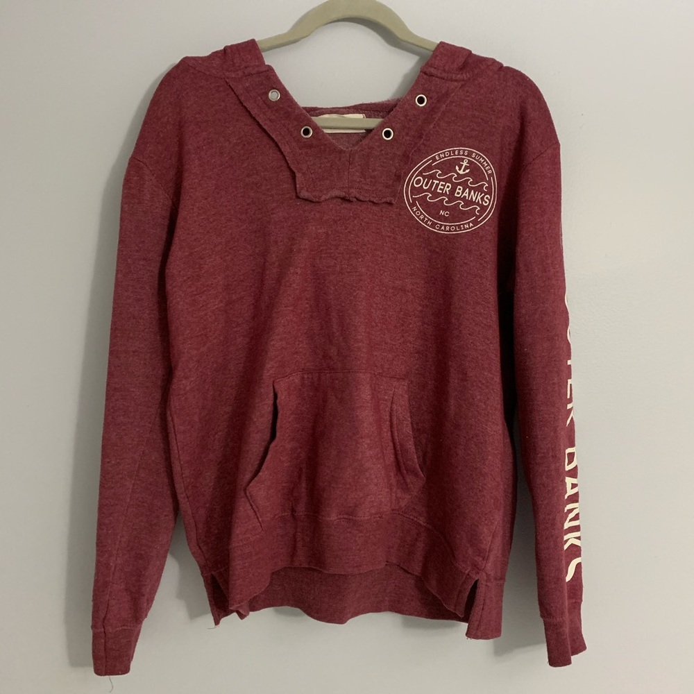 Maroon open neck hoodie
